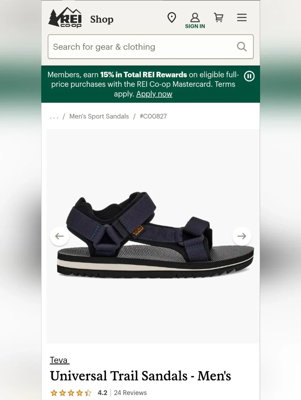 Teva Men's 11 Universal Trail Dark Blue Cushioned Megagrip Sandals